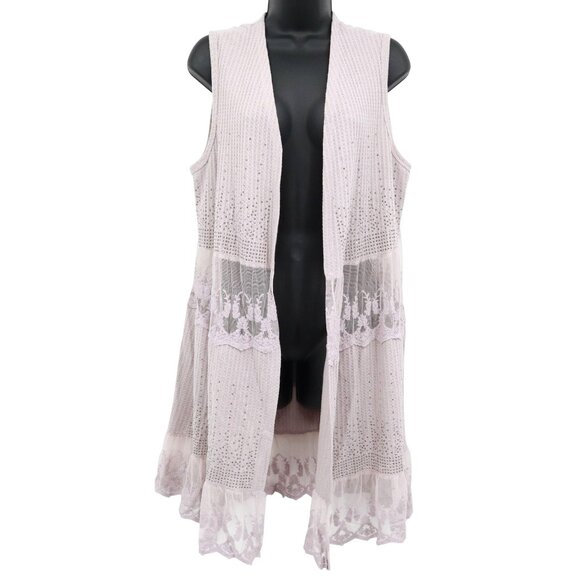 Vocal Jackets & Blazers - Vocal Sheer Lace Vest Womens XL Purple Romantic Ethereal Cottagecore Fairycore